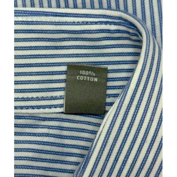 MICHAEL KORS COLLECTION Blue Pinstripe Dress Shirt Slim Office Work XL 17 34/35 - Picture 9 of 10